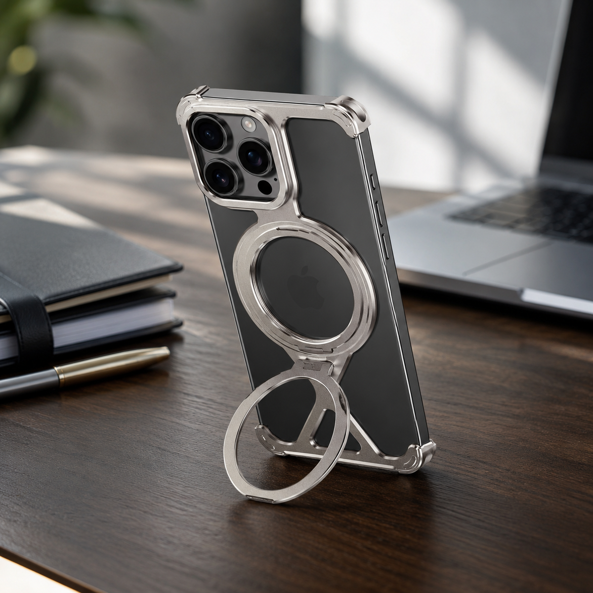 Premium iPhone Case MagSafe X Shape Aluminum Metal Magnetic 360 Holder Shockproof Acrylic Protective Cover Heavy Duty Anti Scratch Non Slip Slim Case