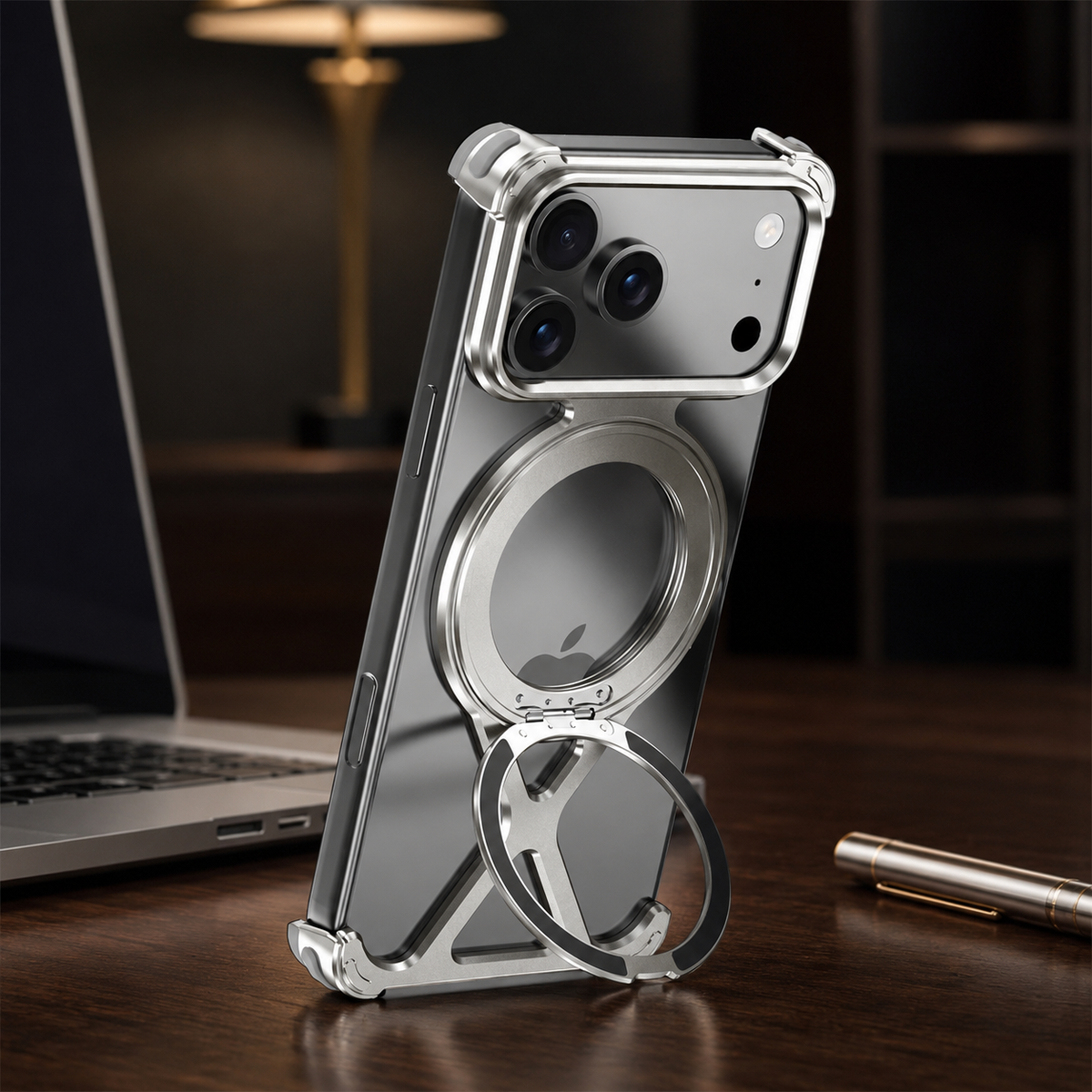 Premium iPhone Case MagSafe X Shape Aluminum Metal Magnetic 360 Holder Shockproof Acrylic Protective Cover Heavy Duty Anti Scratch Non Slip Slim Case