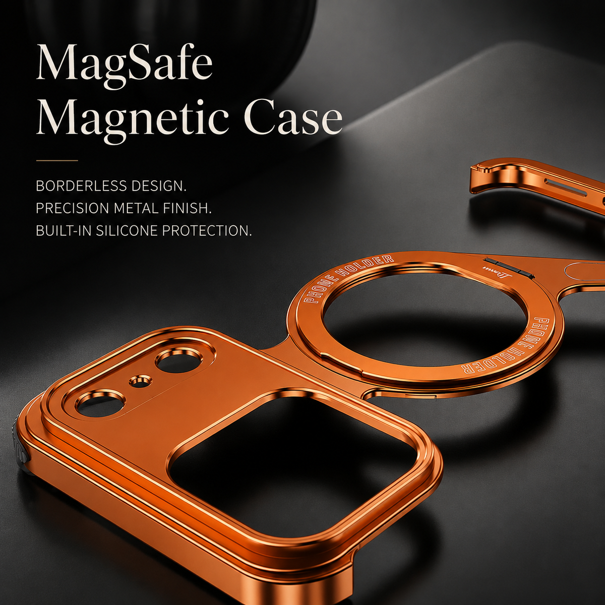 Premium iPhone Case MagSafe Z Shape Aluminum Alloy Frameless Magnetic Shockproof Protective Bumper Anti Scratch Slim Lightweight Metal Open Back Design