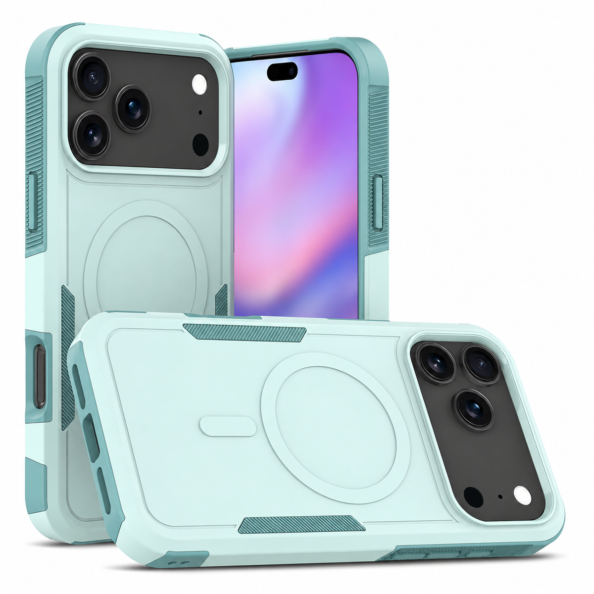 Premium iPhone Case Magnetic 2 in 1 Heavy Duty Armor Shockproof PC TPU Protective Cover Matte Reinforced Bumper Slim Rugged Charging Case