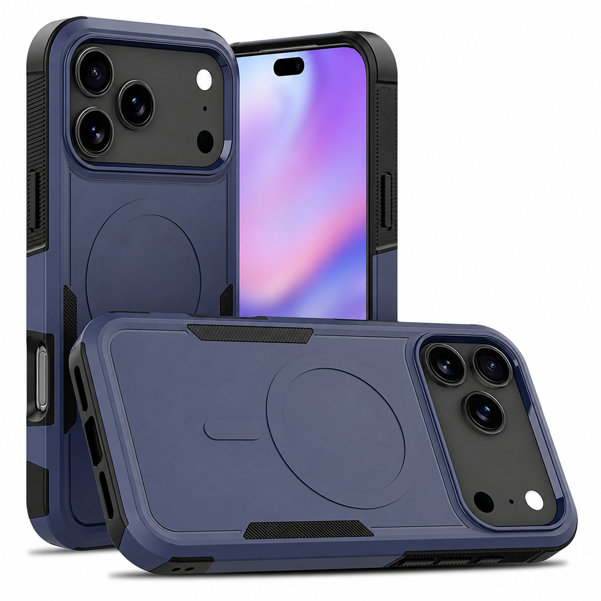 Premium iPhone Case Magnetic 2 in 1 Heavy Duty Armor Shockproof PC TPU Protective Cover Matte Reinforced Bumper Slim Rugged Charging Case