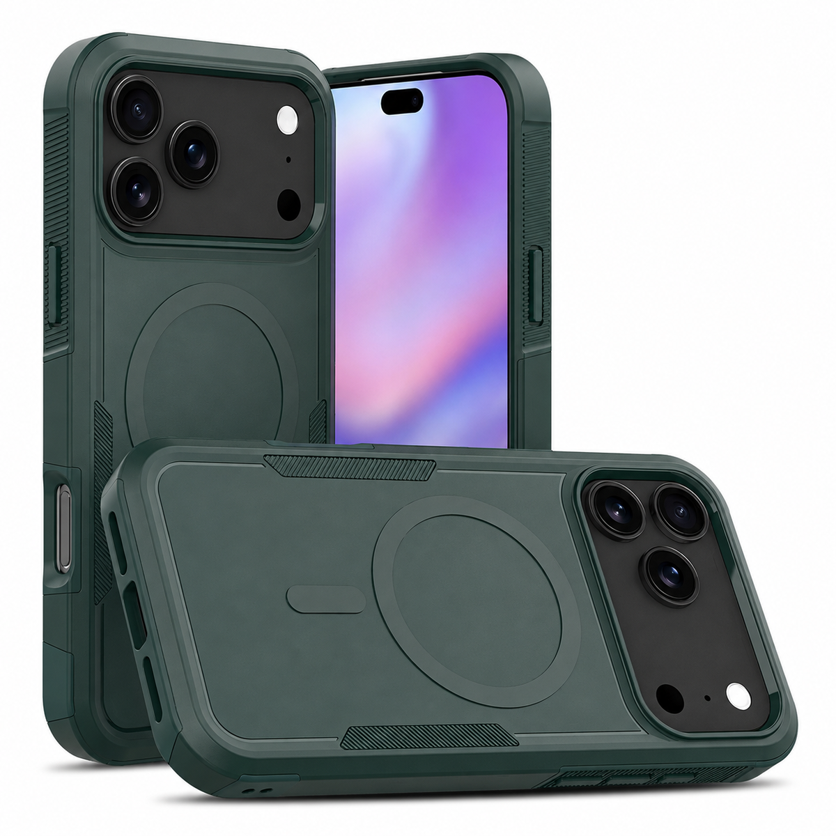 Premium iPhone Case Magnetic 2 in 1 Heavy Duty Armor Shockproof PC TPU Protective Cover Matte Reinforced Bumper Slim Rugged Charging Case