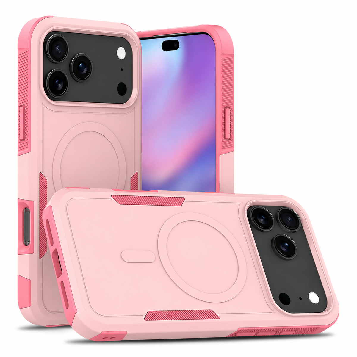 Premium iPhone Case Magnetic 2 in 1 Heavy Duty Armor Shockproof PC TPU Protective Cover Matte Reinforced Bumper Slim Rugged Charging Case