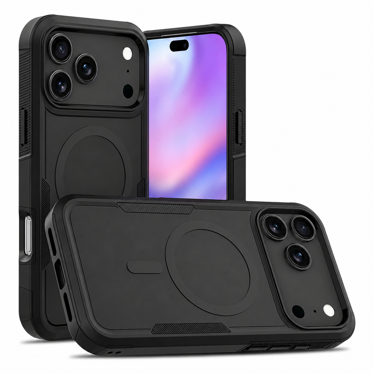 Premium iPhone Case Magnetic 2 in 1 Heavy Duty Armor Shockproof PC TPU Protective Cover Matte Reinforced Bumper Slim Rugged Charging Case