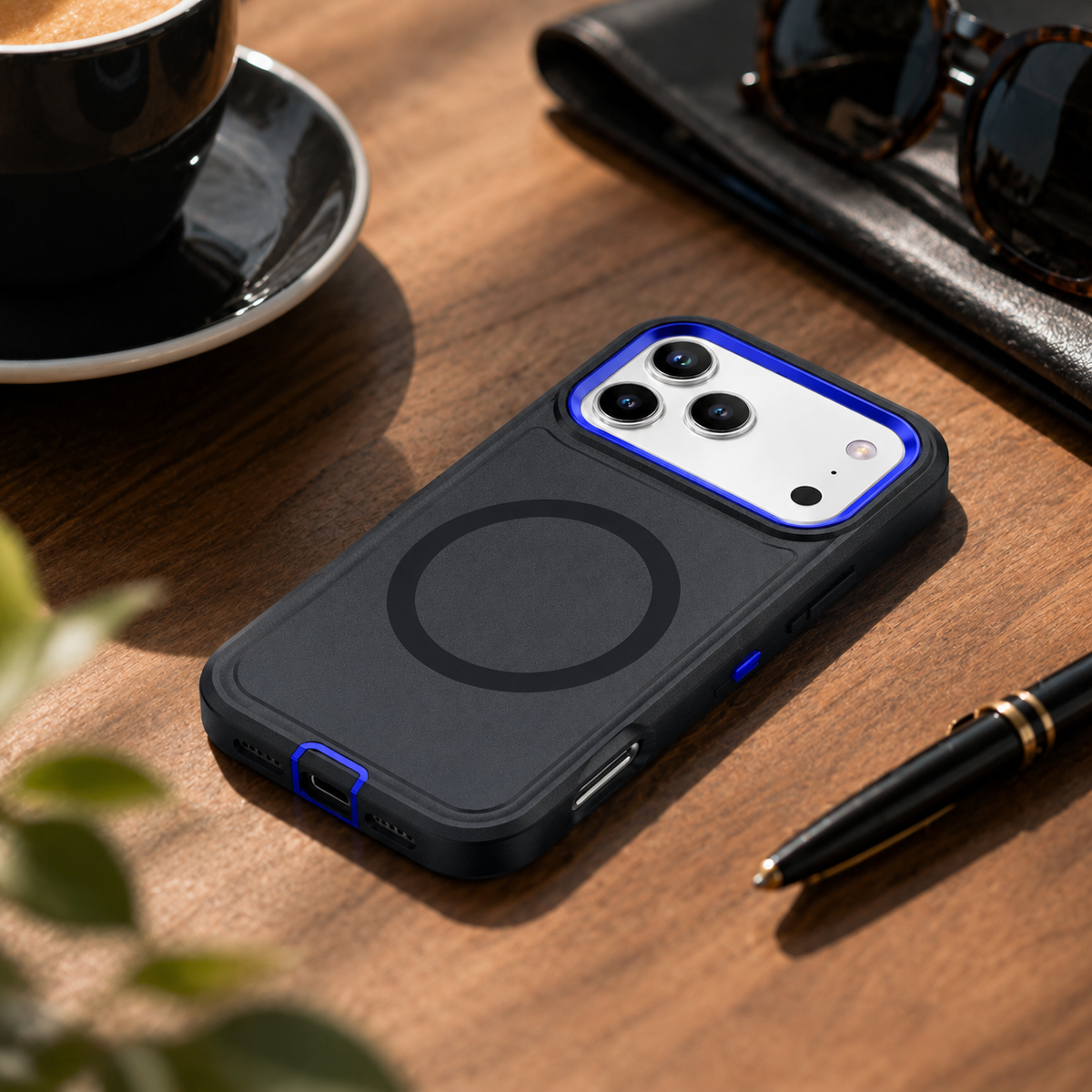 Premium iPhone Case Magnetic 3 in 1 Heavy Duty Armor Shockproof PC TPU Protective Cover Anti Drop Reinforced Bumper Rugged Wireless Charging Case