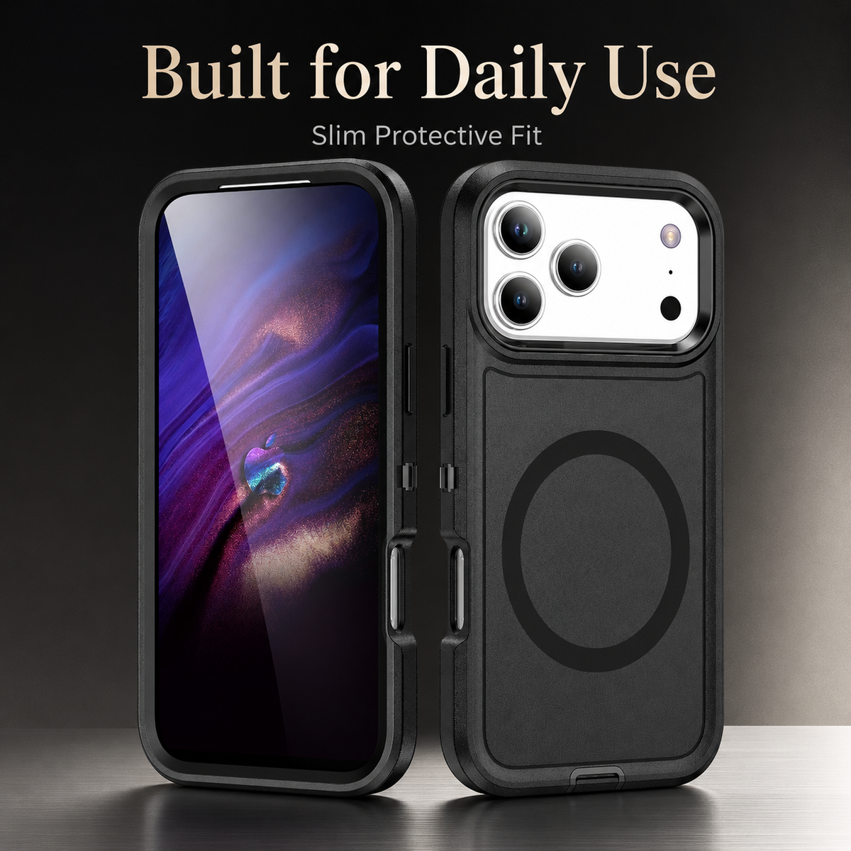 Premium iPhone Case Magnetic 3 in 1 Heavy Duty Armor Shockproof PC TPU Protective Cover Anti Drop Reinforced Bumper Rugged Wireless Charging Case