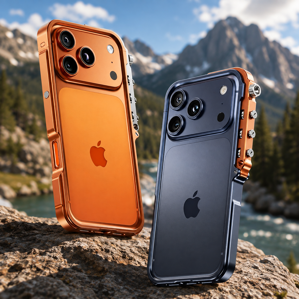 Premium iPhone Case Magnetic Aluminum Alloy Armor Shockproof Protective Cover Reinforced Metal Frame Anti Scratch Non Slip Glitter Heat Resistant Rugged Slim