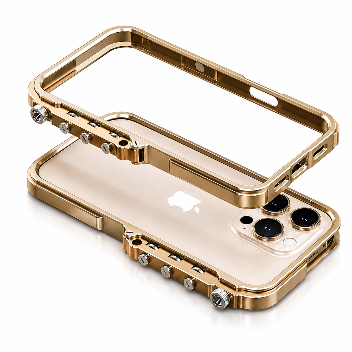 Premium iPhone Case Magnetic Aluminum Alloy Armor Shockproof Protective Cover Reinforced Metal Frame Anti Scratch Non Slip Glitter Heat Resistant Rugged Slim