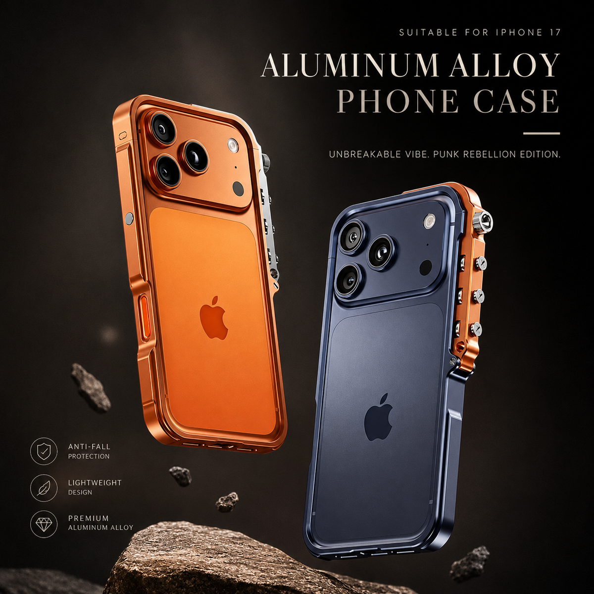 Premium iPhone Case Magnetic Aluminum Alloy Armor Shockproof Protective Cover Reinforced Metal Frame Anti Scratch Non Slip Glitter Heat Resistant Rugged Slim