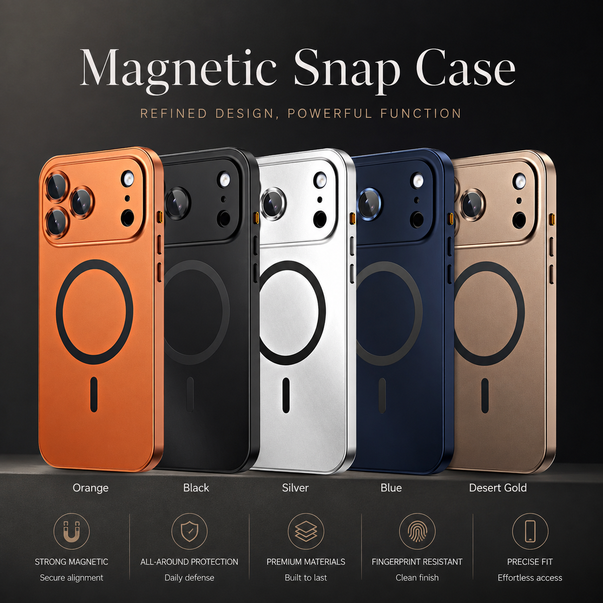 Premium iPhone Case Magnetic Aluminum Alloy Metal Shockproof Protective Cover Camera Lens Glass Protection Non Slip Tough Slim Reinforced Bumper Case