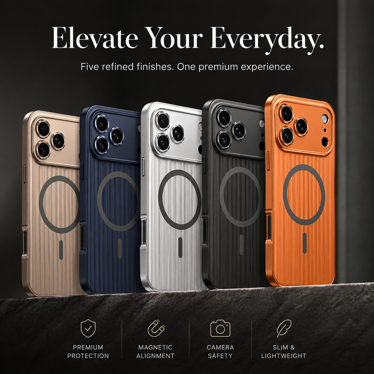 Premium iPhone Case Magnetic Aluminum Alloy Metal Shockproof Protective Cover Camera Lens Glass Protection Non Slip Tough Slim Reinforced Bumper Case