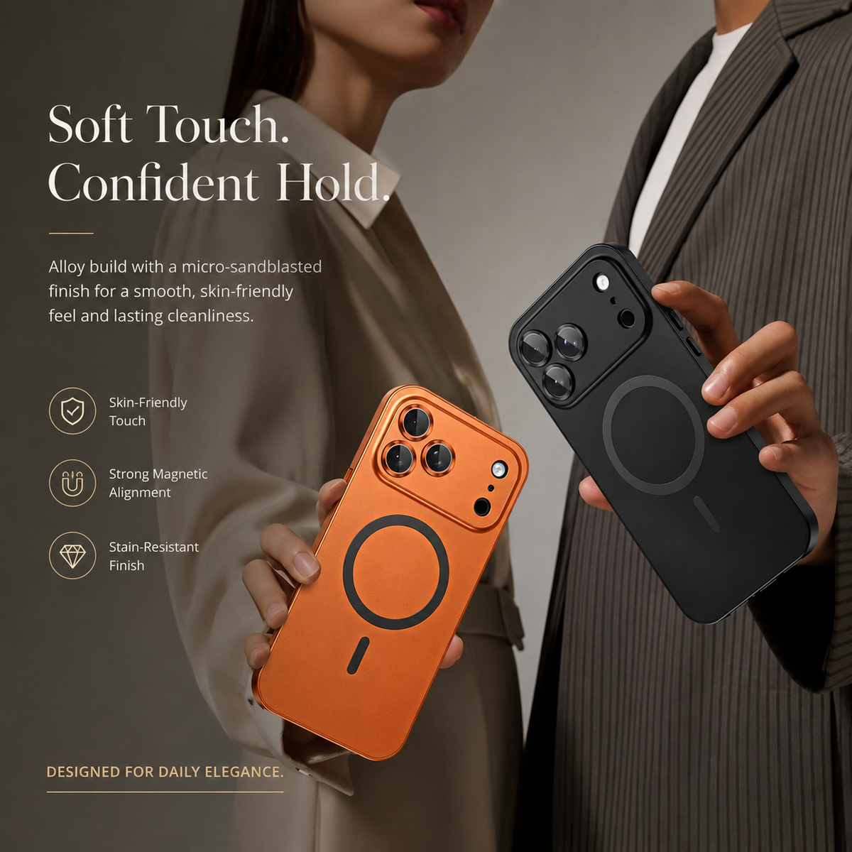 Premium iPhone Case Magnetic Aluminum Alloy Metal Shockproof Protective Cover Camera Lens Glass Protection Non Slip Tough Slim Reinforced Bumper Case