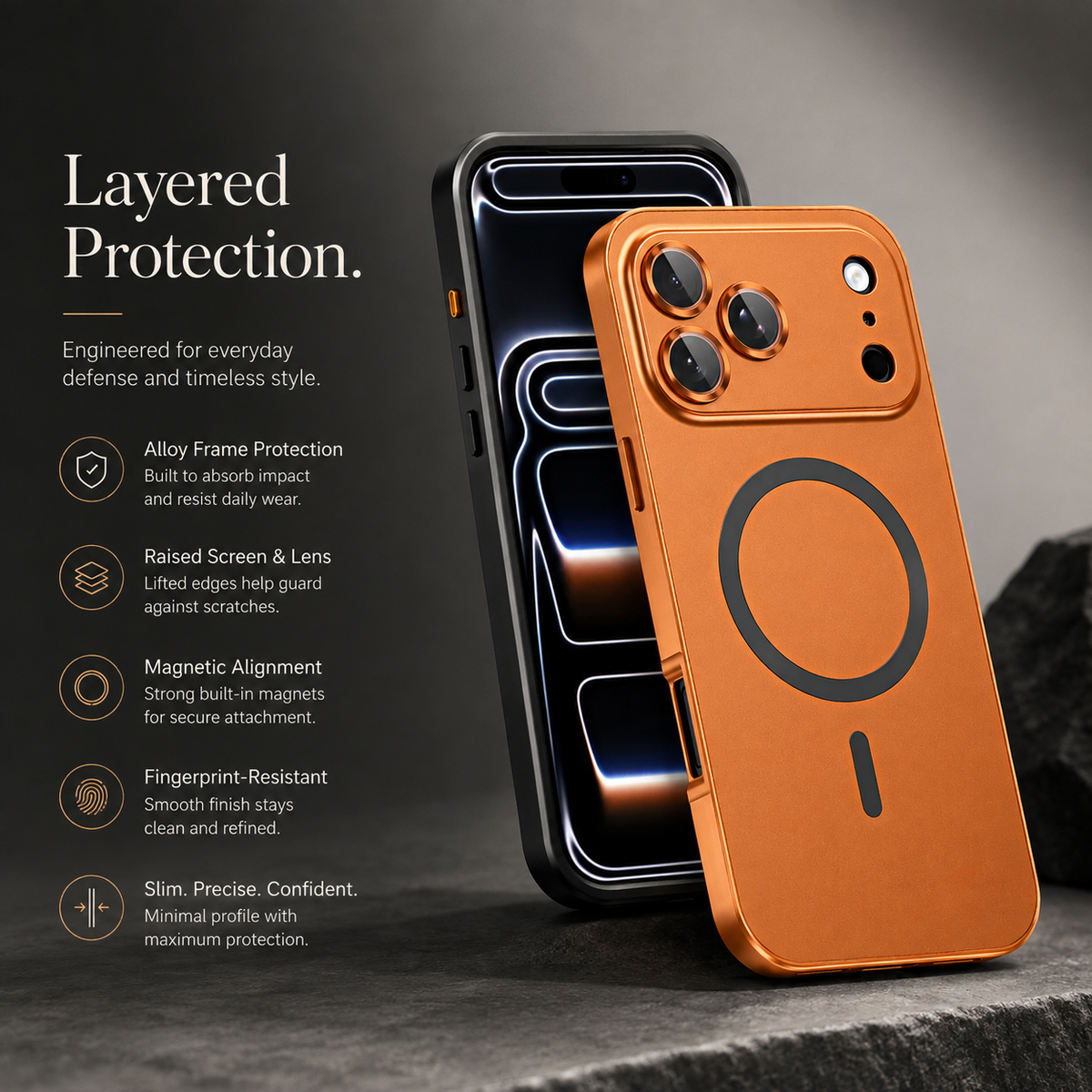 Premium iPhone Case Magnetic Aluminum Alloy Metal Shockproof Protective Cover Camera Lens Glass Protection Non Slip Tough Slim Reinforced Bumper Case