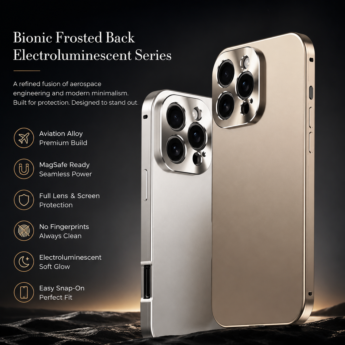Premium iPhone Case Magnetic Aluminum Frame Shockproof Protective Cover Full Camera Lens Protection Slim Metal Design Wireless Charging Compatible