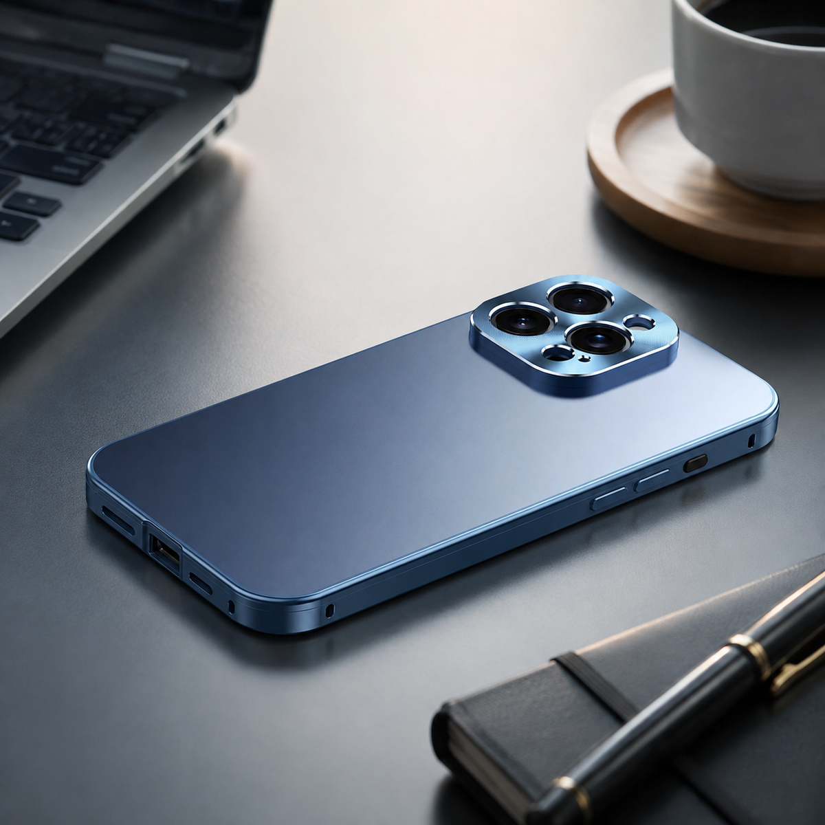 Premium iPhone Case Magnetic Aluminum Frame Shockproof Protective Cover Full Camera Lens Protection Slim Metal Design Wireless Charging Compatible