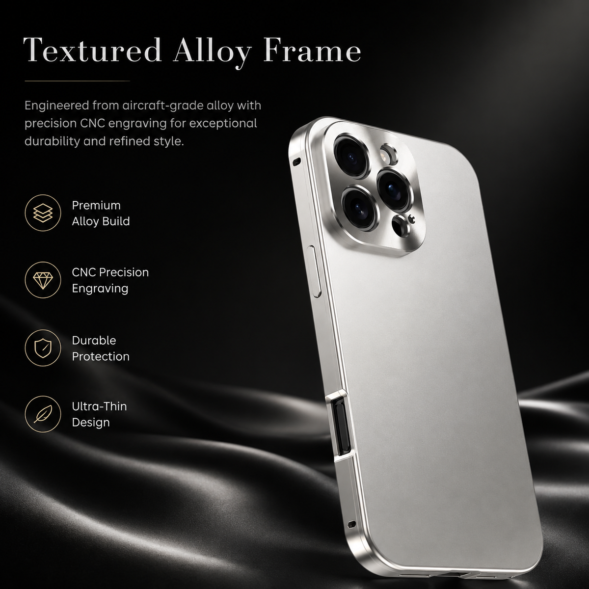 Premium iPhone Case Magnetic Aluminum Frame Shockproof Protective Cover Full Camera Lens Protection Slim Metal Design Wireless Charging Compatible