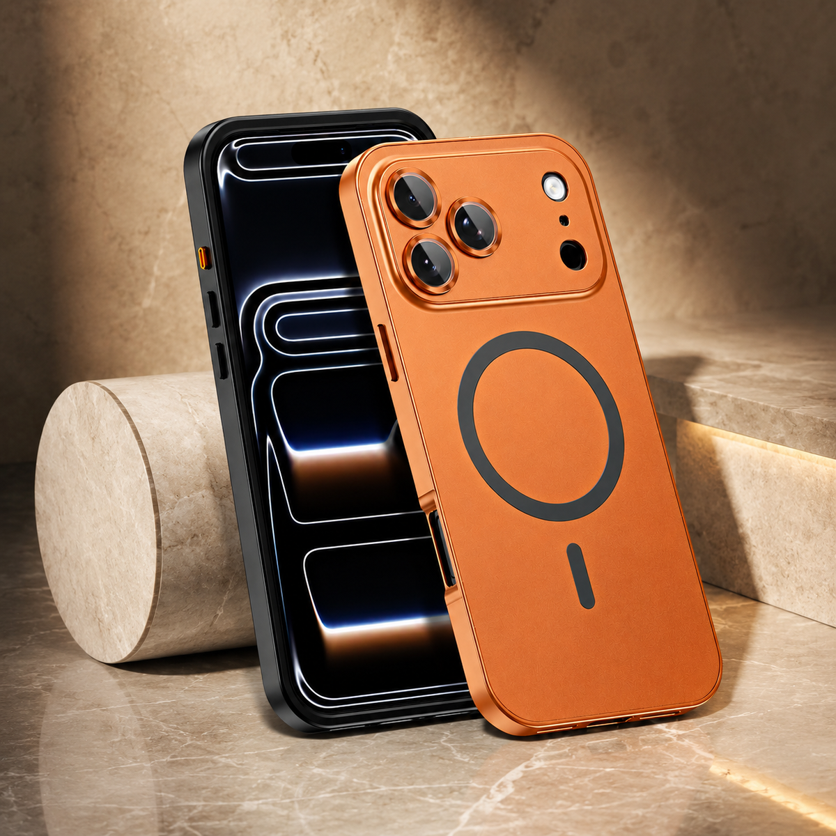 Premium iPhone Case Magnetic Aluminum Metal Frame Cover Hard PC Back MagSafe Shockproof Matte Anti Fingerprint Camera Lens Protection Slim Design