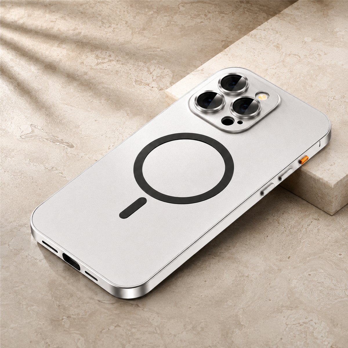 Premium iPhone Case Magnetic Aluminum Metal Frame Cover Hard PC Back MagSafe Shockproof Matte Anti Fingerprint Camera Lens Protection Slim Design