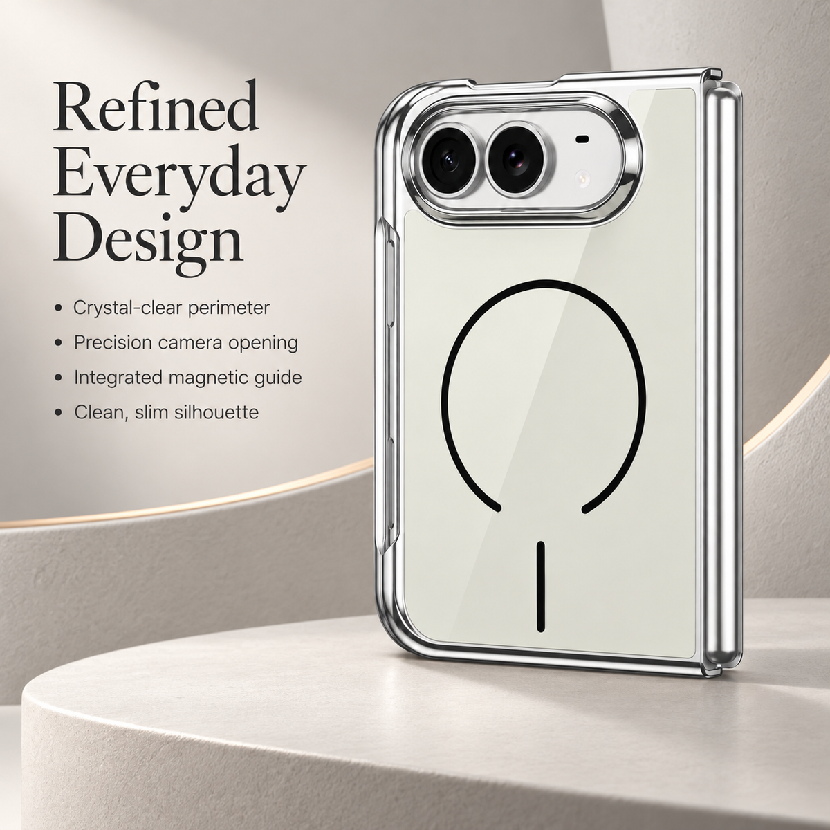 Premium iPhone Case Magnetic Built In Screen Protector Glass PC Full Wrap Shockproof Foldable Anti Scratch Non Slip Wireless Charging Protective Cover