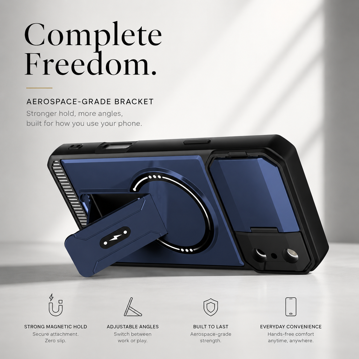 Premium iPhone Case Magnetic Carbon Fiber Leather Kickstand Camera Lens Protection Shockproof Slim Stand Holder Protective Cover