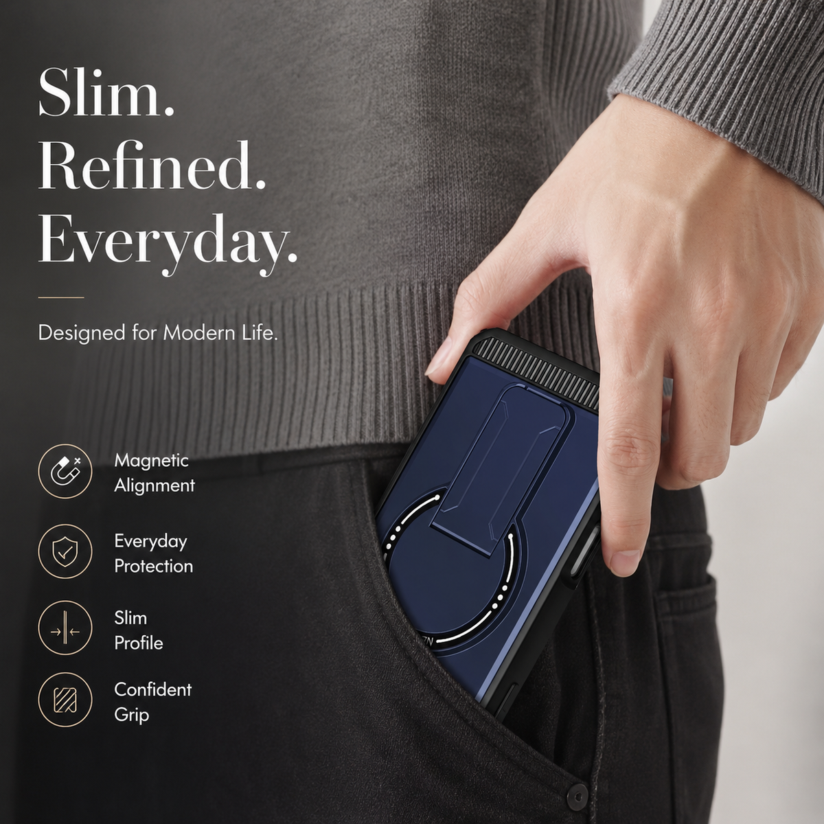 Premium iPhone Case Magnetic Carbon Fiber Leather Kickstand Camera Lens Protection Shockproof Slim Stand Holder Protective Cover