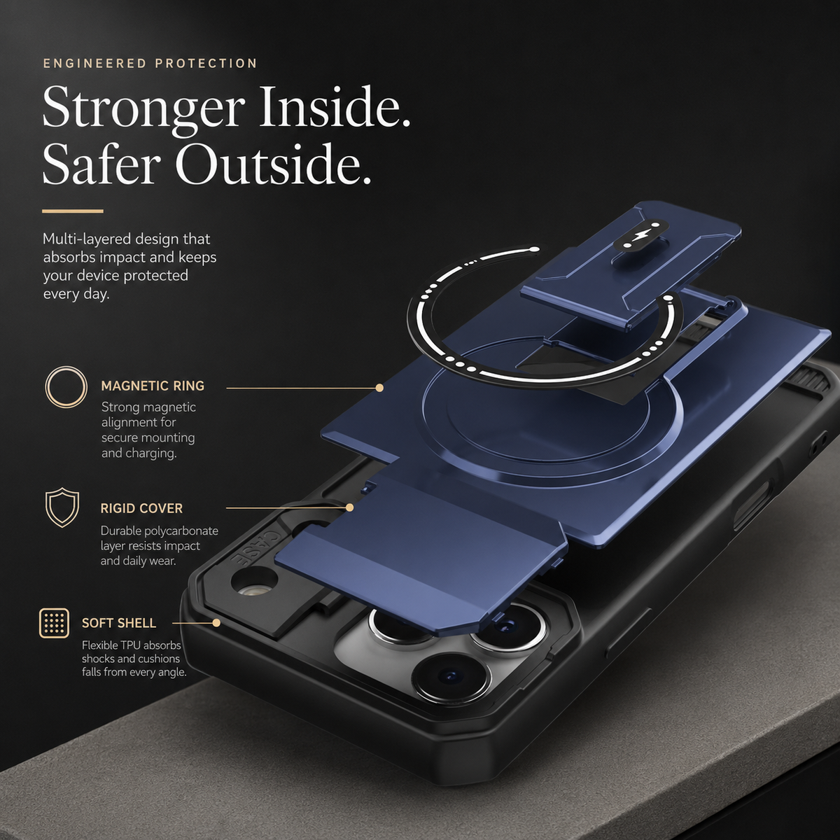 Premium iPhone Case Magnetic Carbon Fiber Leather Kickstand Camera Lens Protector Stand Holder Shockproof Slim Protective Cover