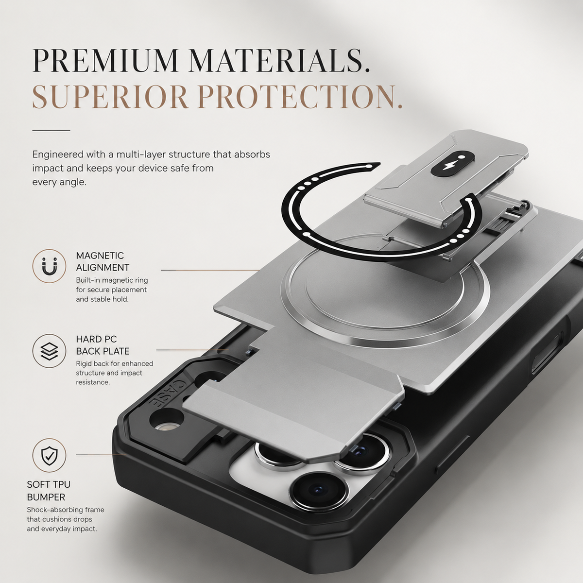 Premium iPhone Case Magnetic Carbon Fiber Leather Kickstand Camera Lens Protector Stand Holder Shockproof Slim Protective Cover
