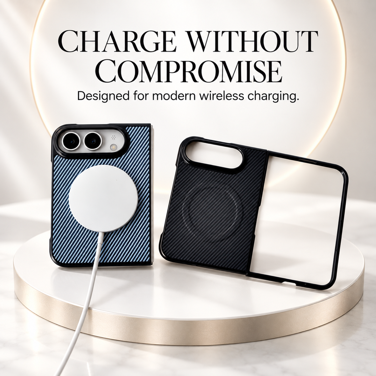 Premium iPhone Case Magnetic Carbon Fiber Texture Soft TPU Foldable Shockproof Anti Knock Wireless Charging Slim Protective Back Cover Case Design