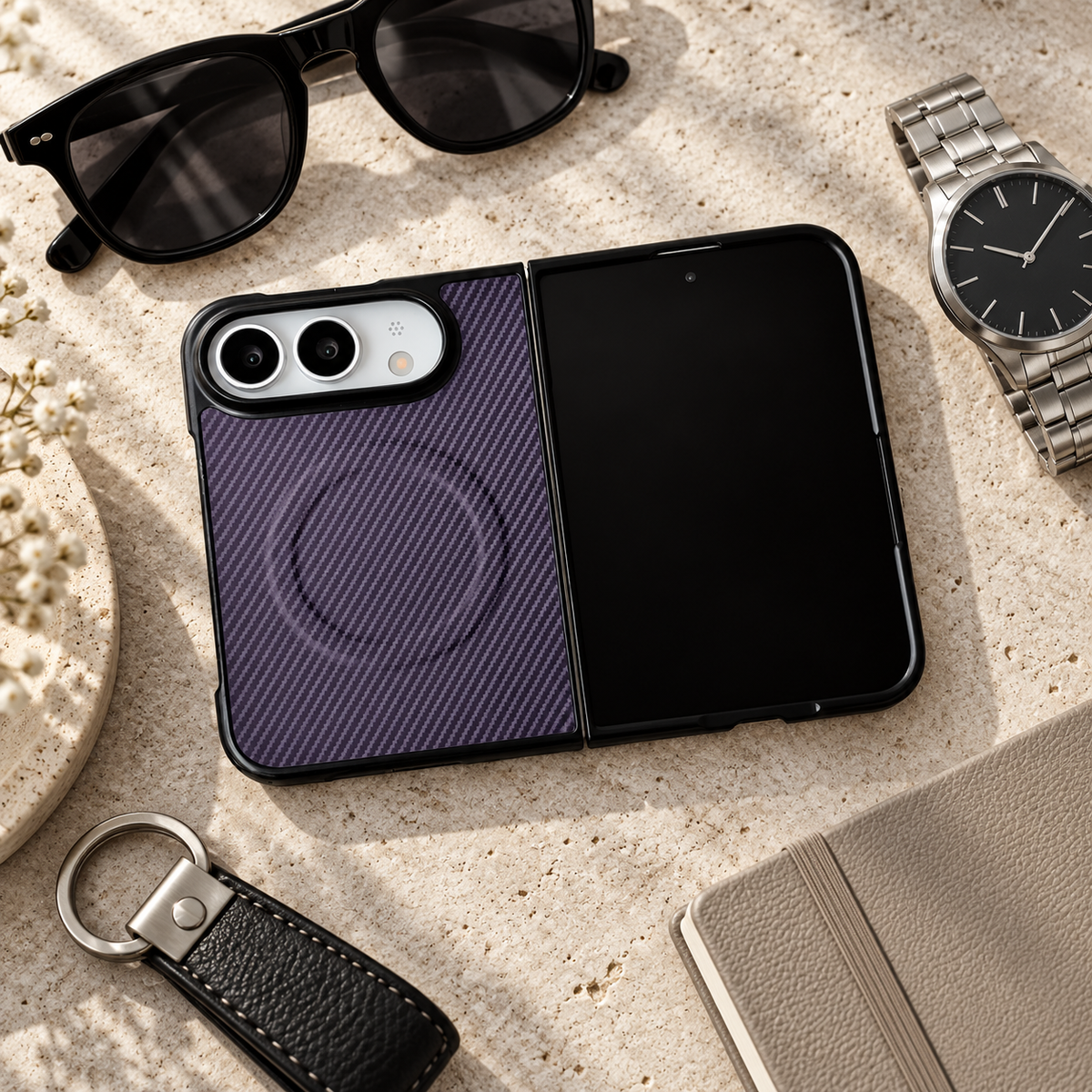Premium iPhone Case Magnetic Carbon Fiber Texture Soft TPU Foldable Shockproof Anti Knock Wireless Charging Slim Protective Back Cover Case Design