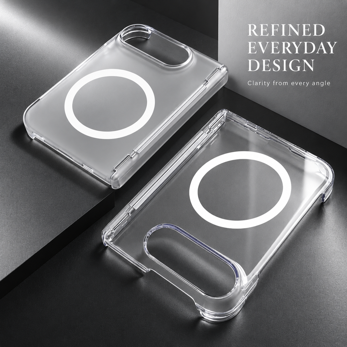 Premium iPhone Case Magnetic Crystal Clear Acrylic Foldable Shockproof Anti Scratch Non Slip Wireless Charging Minimalist Protective Cover Case