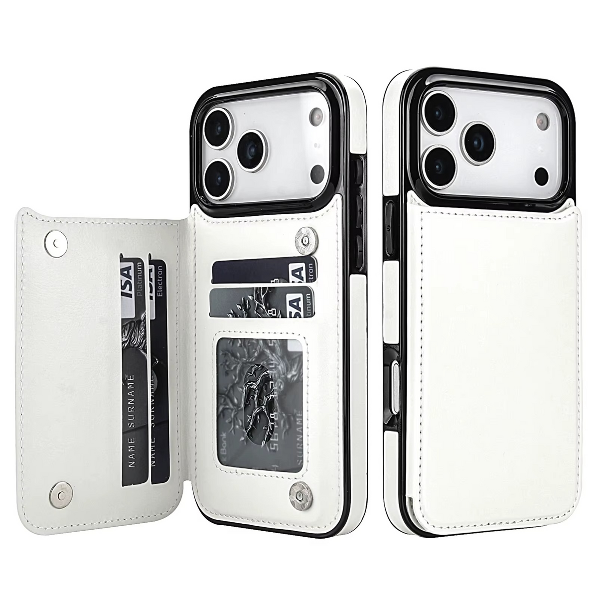Premium iPhone Case Magnetic Flip Wallet Cover Faux Leather Card Holder Kickstand Shockproof Full Protection Camera Lens Guard Slim Protective Design