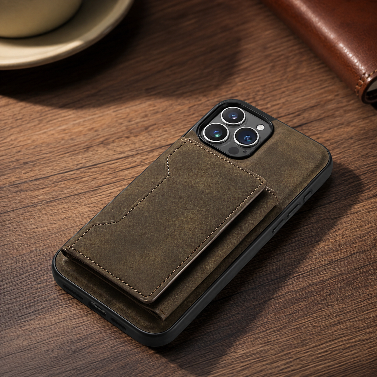 Premium iPhone Case Magnetic Leather Wallet Card Holder Money Pocket Kickstand Shockproof Protective Cover Anti Fingerprint Non Slip Slim Secure Storage