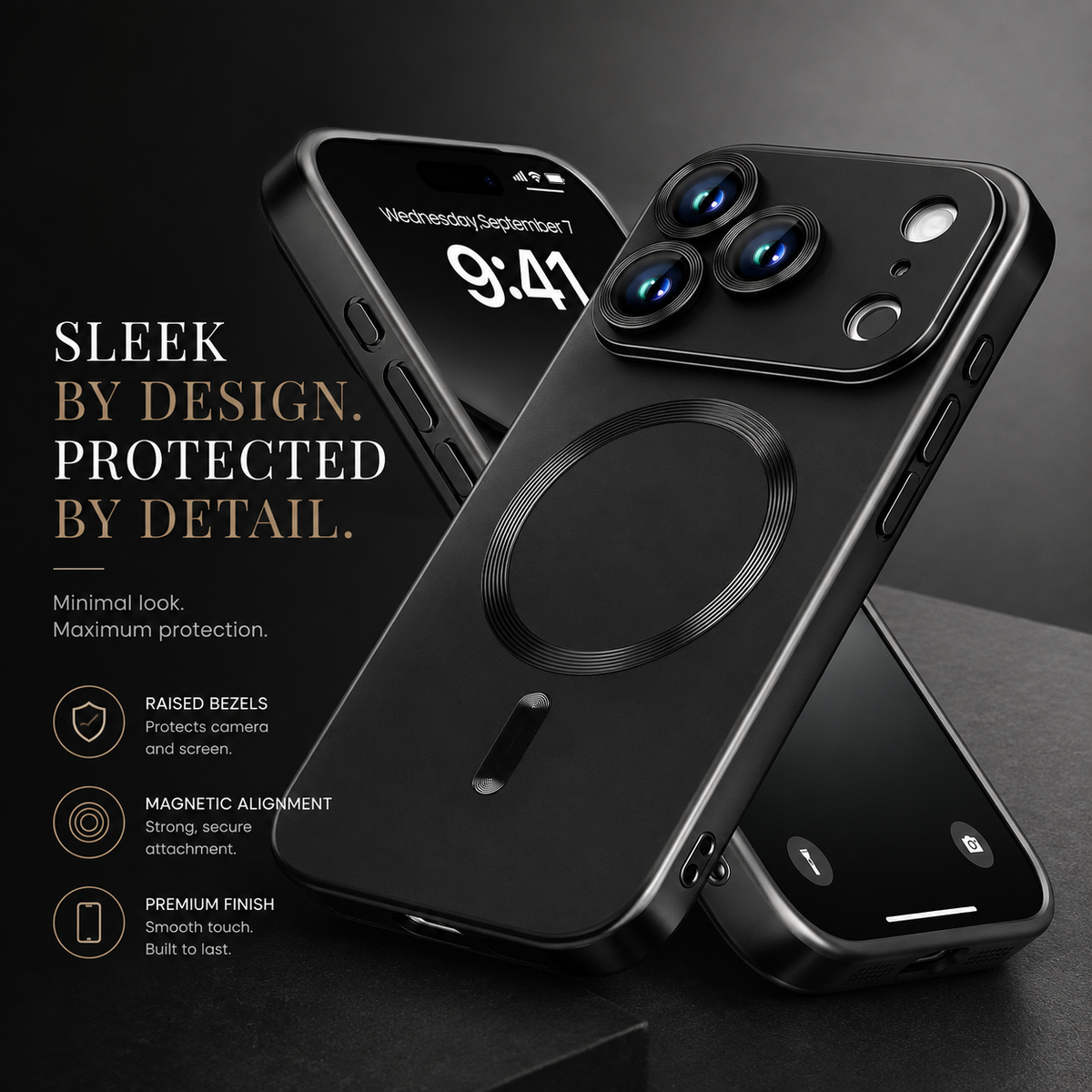 Premium iPhone Case Magnetic Matte Metallic TPU Shockproof Drop Protection Camera Lens Protector Anti Scratch Soft Bumper Protective Cover Case
