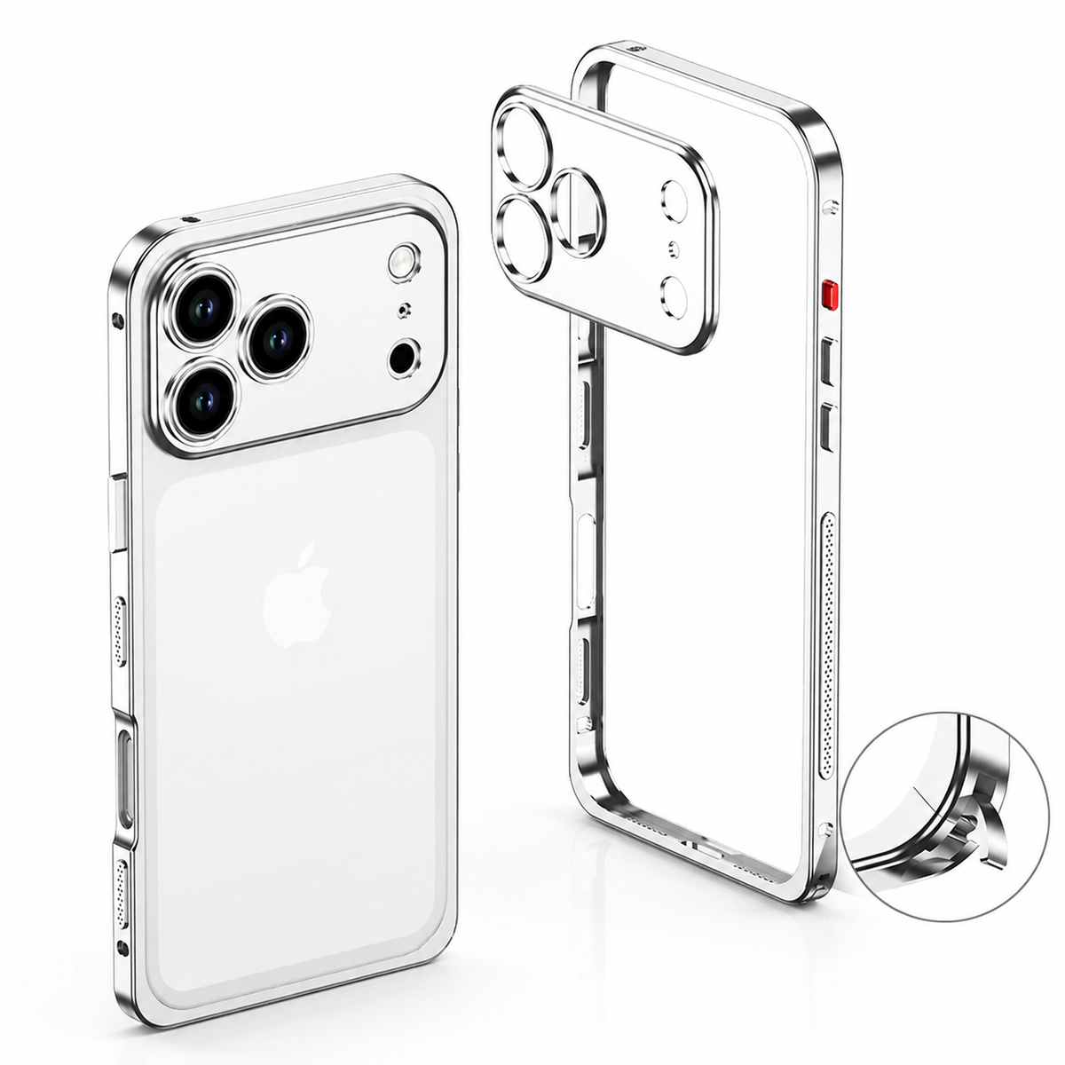 Premium iPhone Case Magnetic Metal Frame Detachable Camera Protector Shockproof Ultra Thin TPU Bumper Anti Scratch Non Slip Lightweight Protective Cover