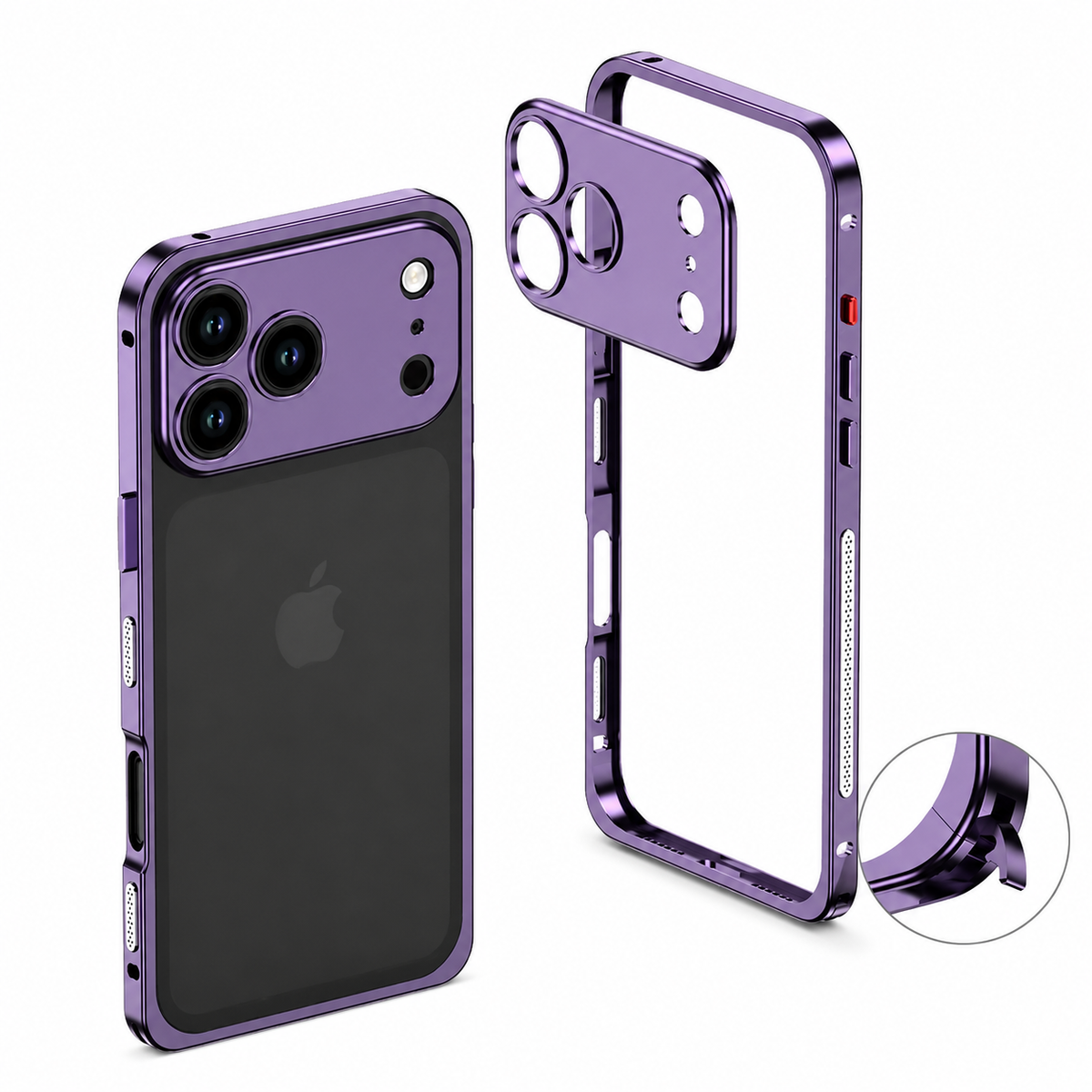 Premium iPhone Case Magnetic Metal Frame Detachable Camera Protector Shockproof Ultra Thin TPU Bumper Anti Scratch Non Slip Lightweight Protective Cover
