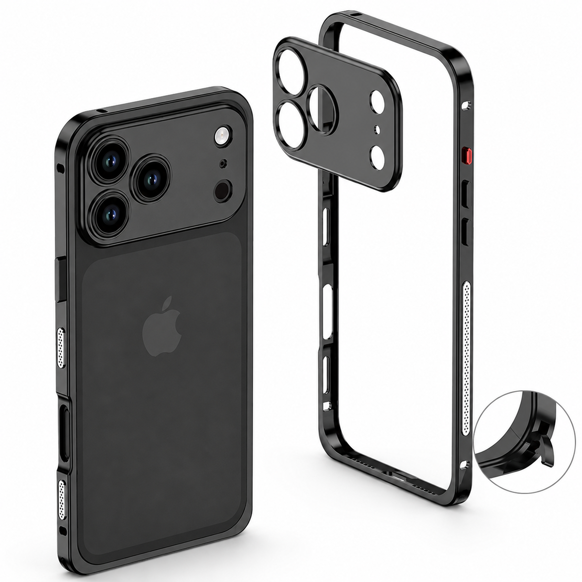 Premium iPhone Case Magnetic Metal Frame Detachable Camera Protector Shockproof Ultra Thin TPU Bumper Anti Scratch Non Slip Lightweight Protective Cover