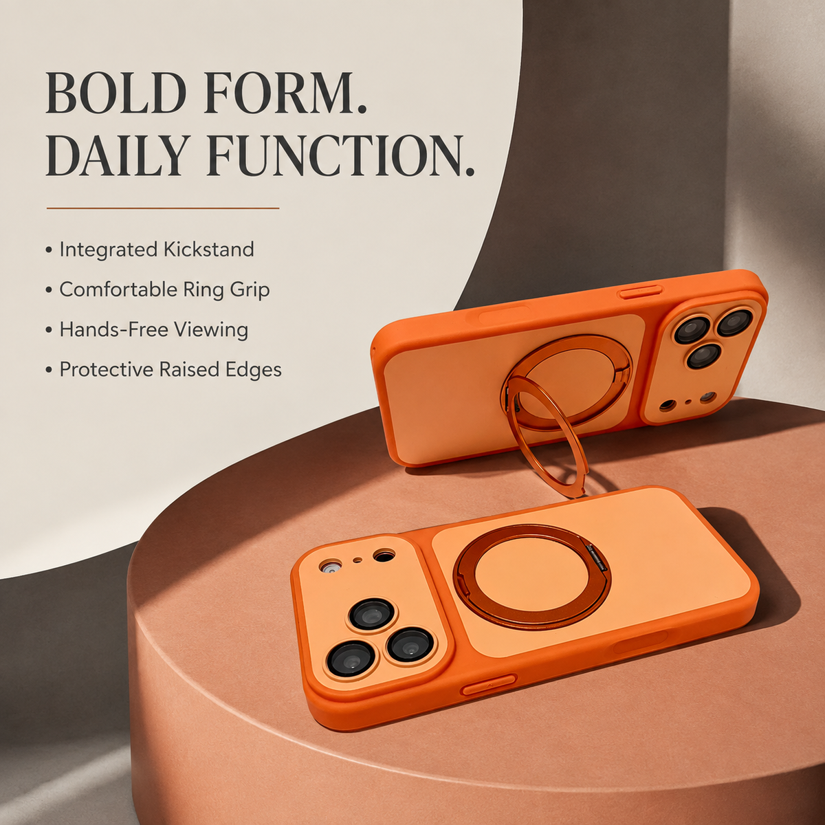 Premium iPhone Case Magnetic Metal Ring Holder Bracket Shockproof PC TPU 3D Anti Scratch Anti Fingerprint Slim Protective Bumper Phone Cover Case Design