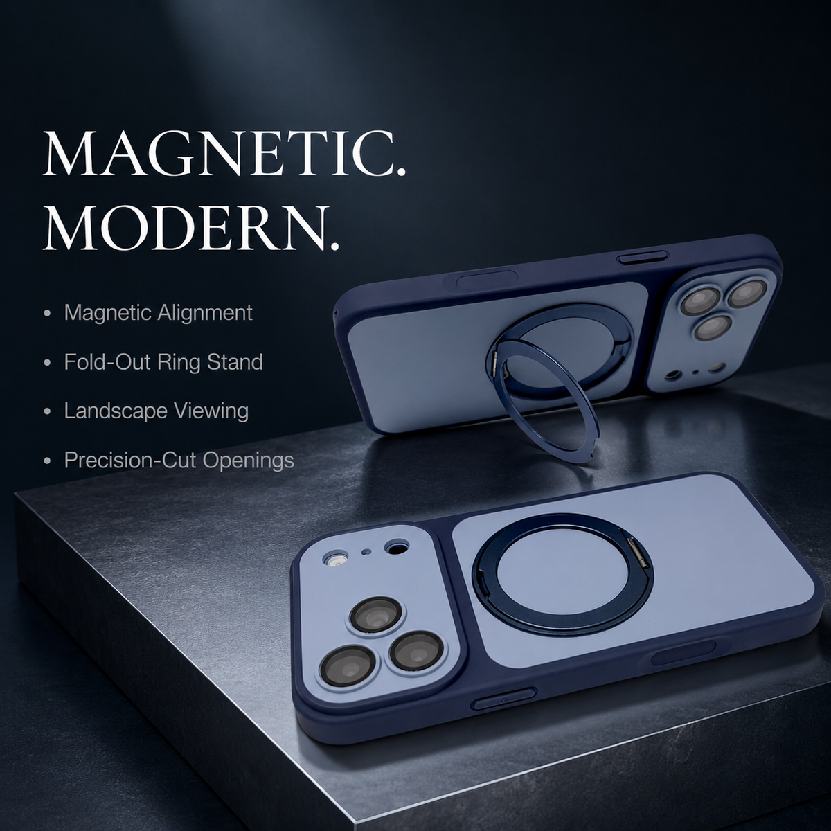 Premium iPhone Case Magnetic Metal Ring Holder Bracket Shockproof PC TPU 3D Anti Scratch Anti Fingerprint Slim Protective Bumper Phone Cover Case Design