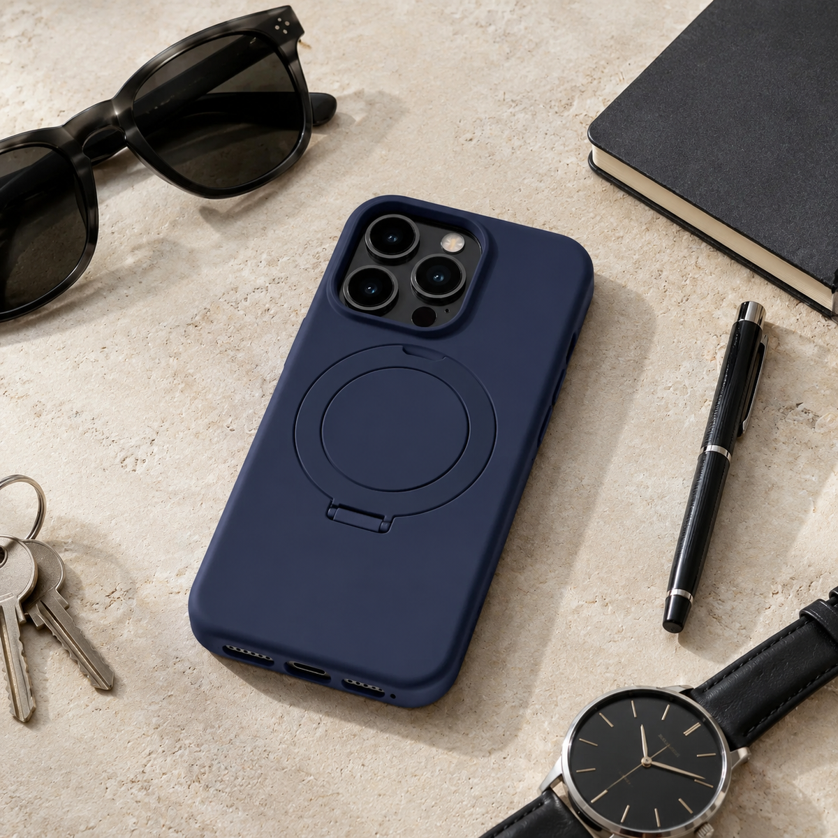 Premium iPhone Case Magnetic Metal Ring Holder Bracket Shockproof PC TPU 3D Anti Scratch Anti Fingerprint Slim Protective Bumper Phone Cover Case Design