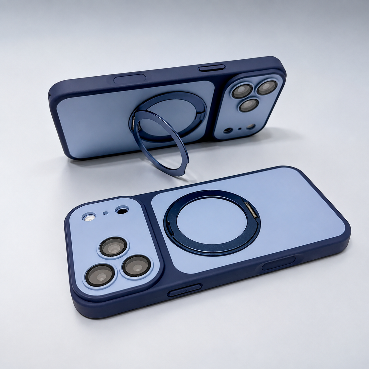 Premium iPhone Case Magnetic Metal Ring Holder Bracket Shockproof PC TPU 3D Anti Scratch Anti Fingerprint Slim Protective Bumper Phone Cover Case Design