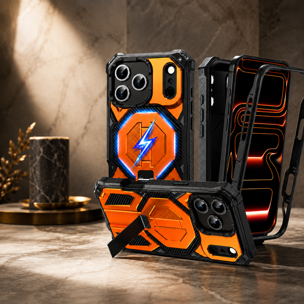 Premium iPhone Case Magnetic Military Grade Cover Shockproof Heavy Duty Protective Ring Stand Full Coverage Camera Lens Guard Rugged Slim Durable Design