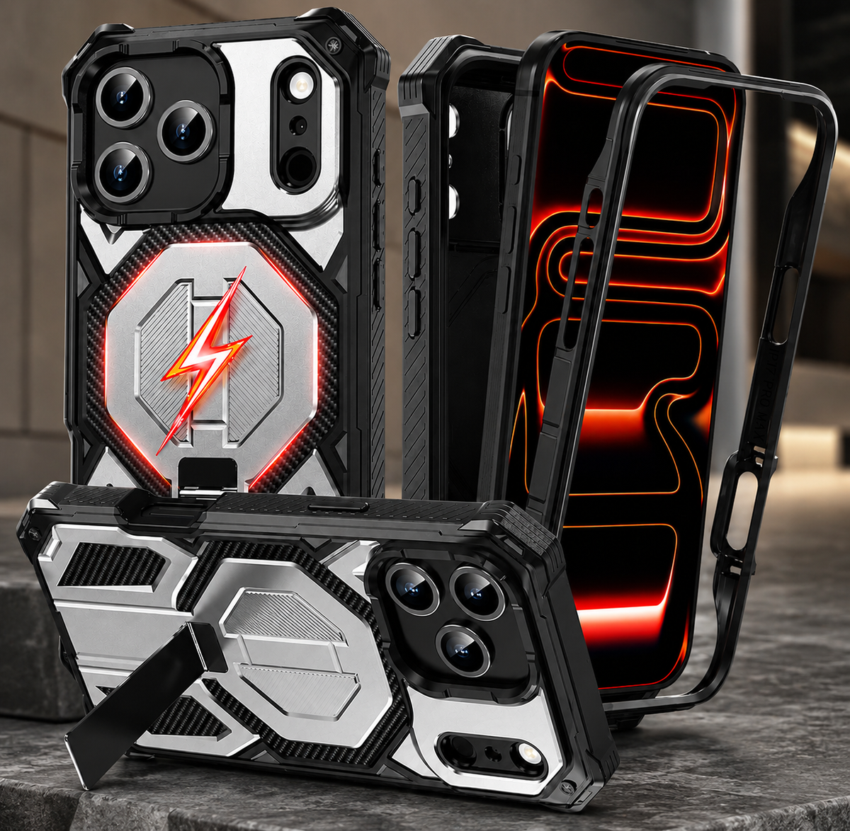 Premium iPhone Case Magnetic Military Grade Cover Shockproof Heavy Duty Protective Ring Stand Full Coverage Camera Lens Guard Rugged Slim Durable Design