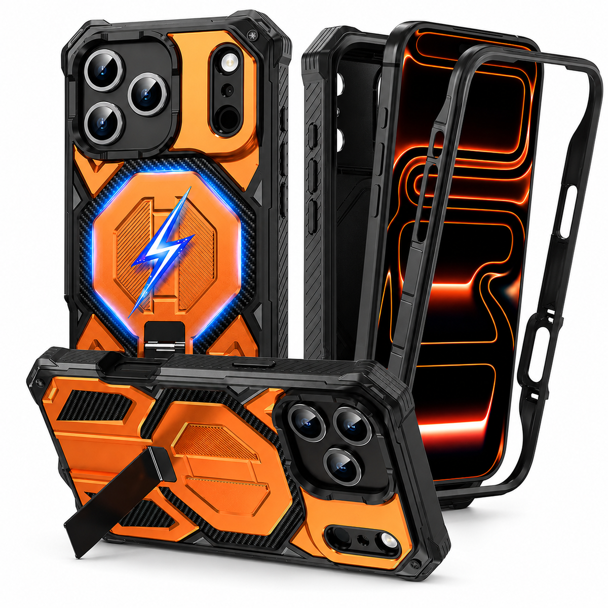 Premium iPhone Case Magnetic Military Grade Cover Shockproof Heavy Duty Protective Ring Stand Full Coverage Camera Lens Guard Rugged Slim Durable Design