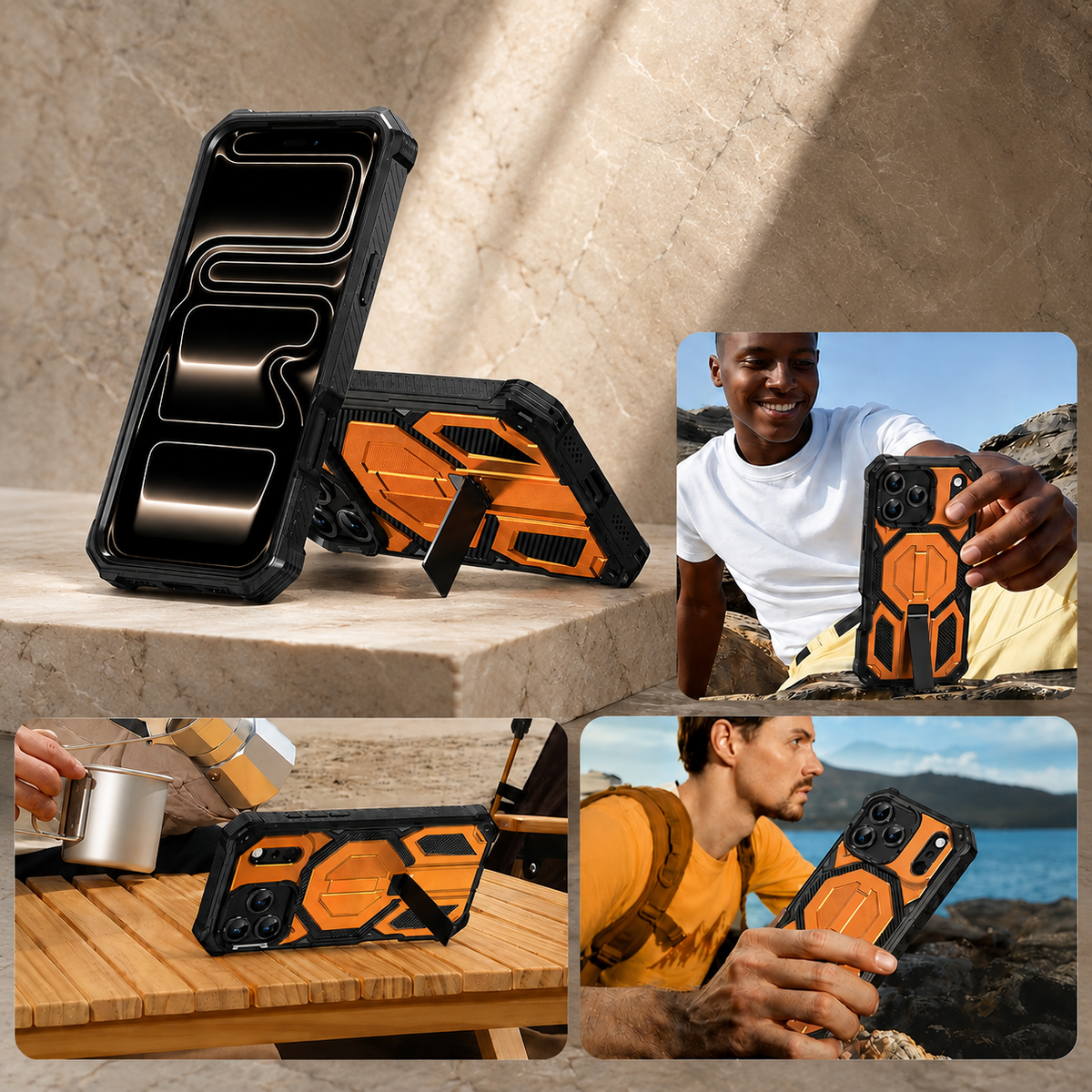 Premium iPhone Case Magnetic Military Grade Cover Shockproof Heavy Duty Protective Ring Stand Full Coverage Camera Lens Guard Rugged Slim Durable Design