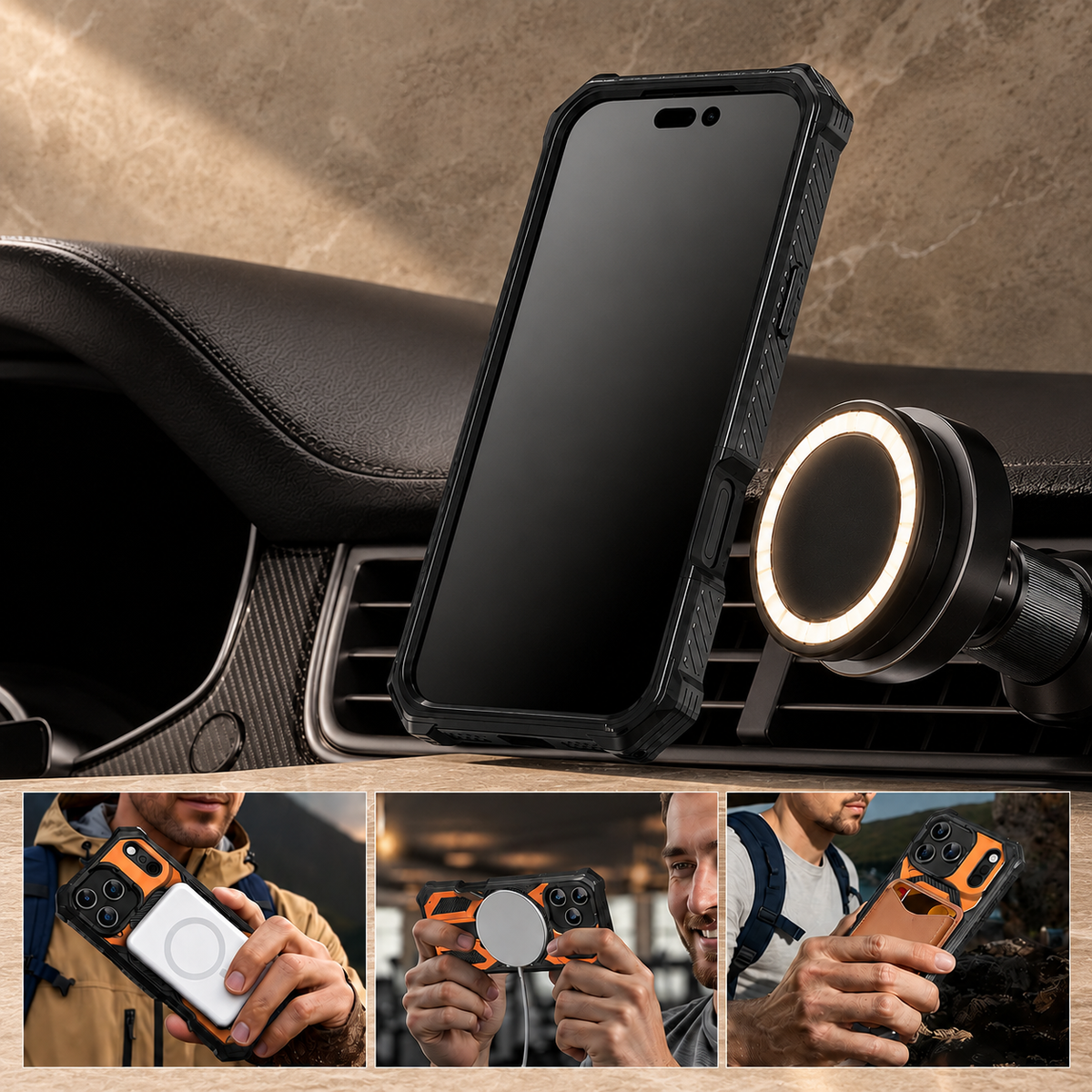 Premium iPhone Case Magnetic Military Grade Cover Shockproof Heavy Duty Protective Ring Stand Full Coverage Camera Lens Guard Rugged Slim Durable Design