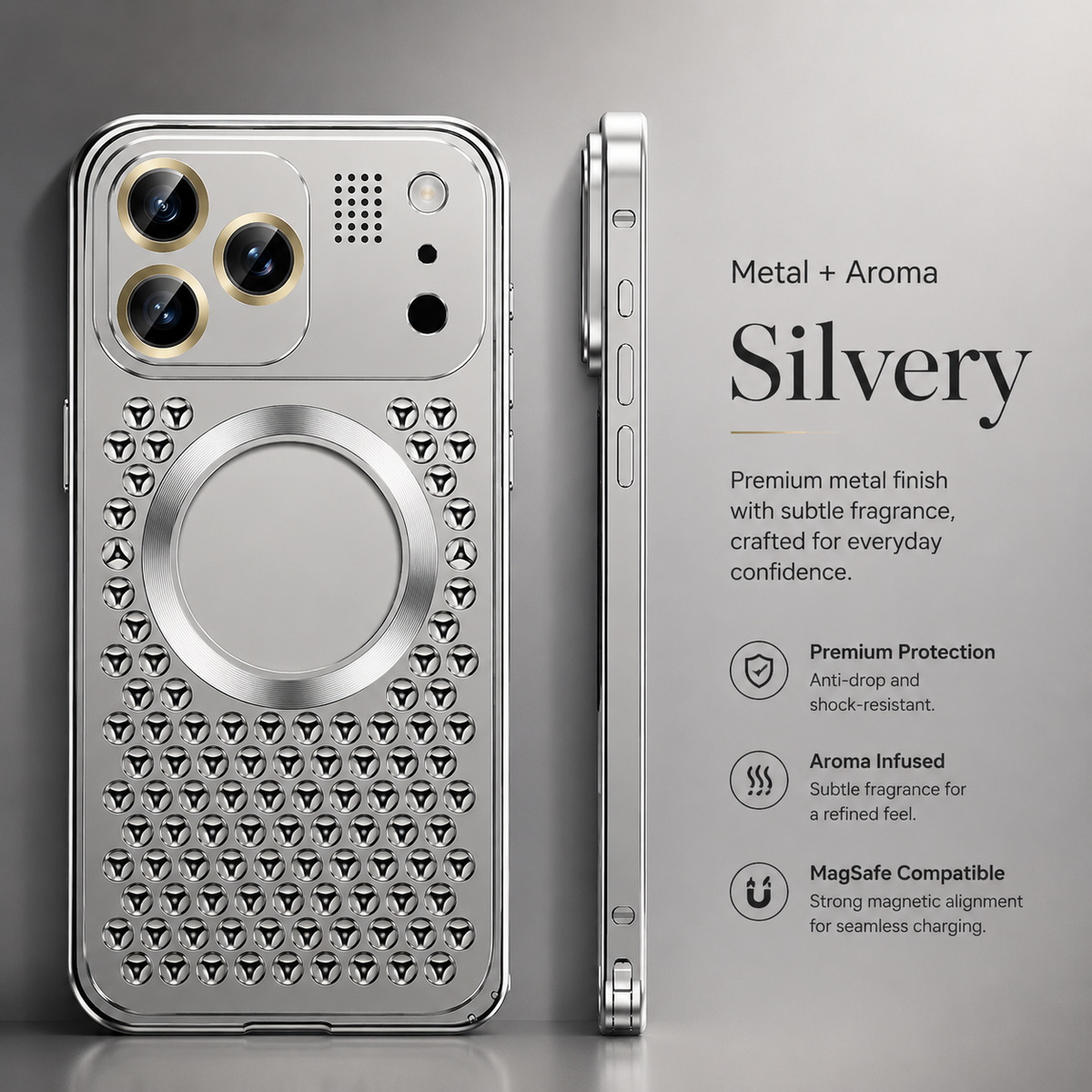 Premium iPhone Case Magnetic Protective Cover Aluminum Alloy Frame Heat Dissipation Metal Design Shockproof Anti Fall Camera Lens Guard Slim Structure