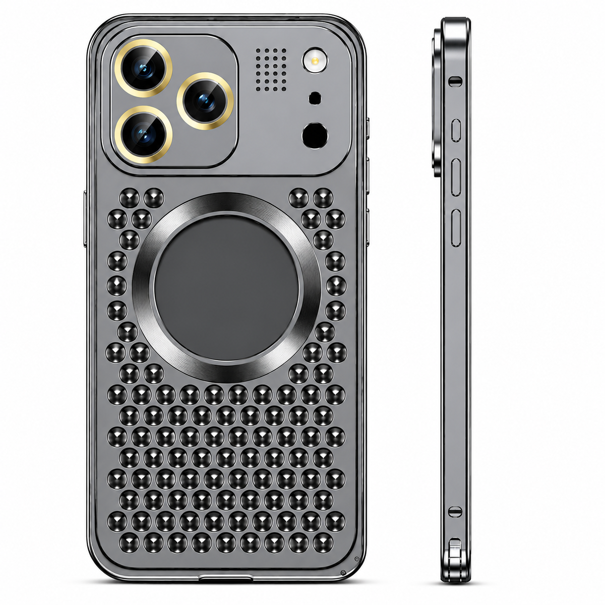 Premium iPhone Case Magnetic Protective Cover Aluminum Alloy Frame Heat Dissipation Metal Design Shockproof Anti Fall Camera Lens Guard Slim Structure