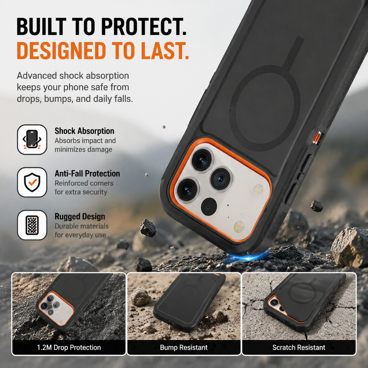 Premium iPhone Case Magnetic Protective Cover Rugged Defender Shockproof Armor Dual Layer Belt Clip Holder Full Port Protection Anti Slip Grip Heavy Duty Design