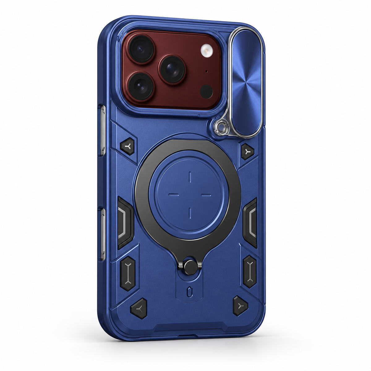 Premium iPhone Case Magnetic Ring Holder Foldable Armor Slide Camera Protector Shockproof PC TPU Heavy Duty Dual Layer Protective Cover Kickstand Case