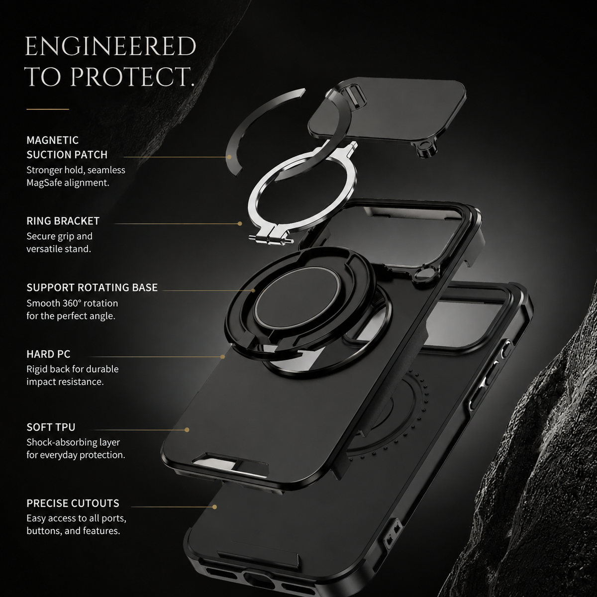 Premium iPhone Case Magnetic Rugged Armor Shockproof Protective Cover Heavy Duty Kickstand Anti Scratch Anti Fingerprint PC Acrylic Non Slip Full Coverage